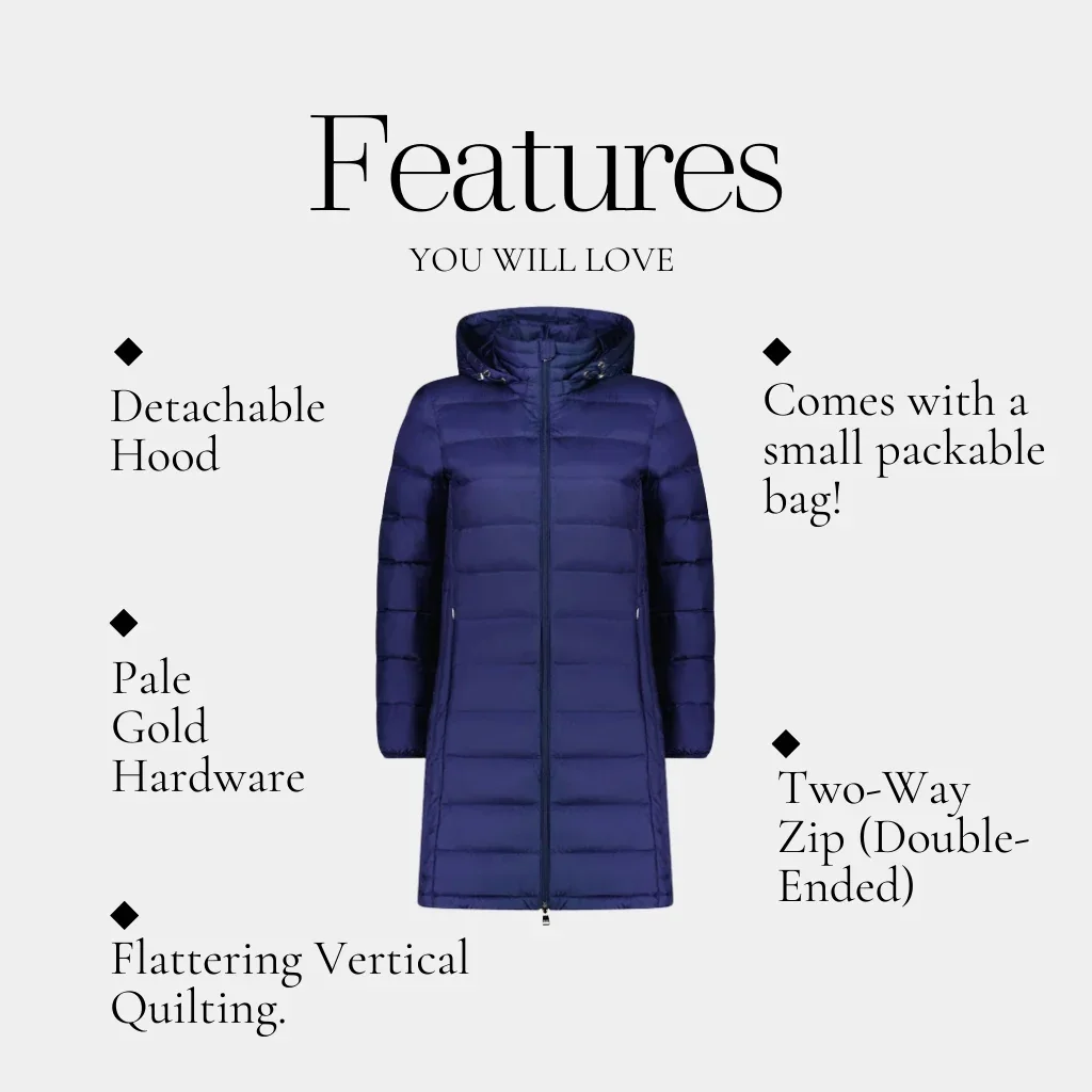 Sarah Women's 90/10 Packable Down Coat - Moonlight - Image 3