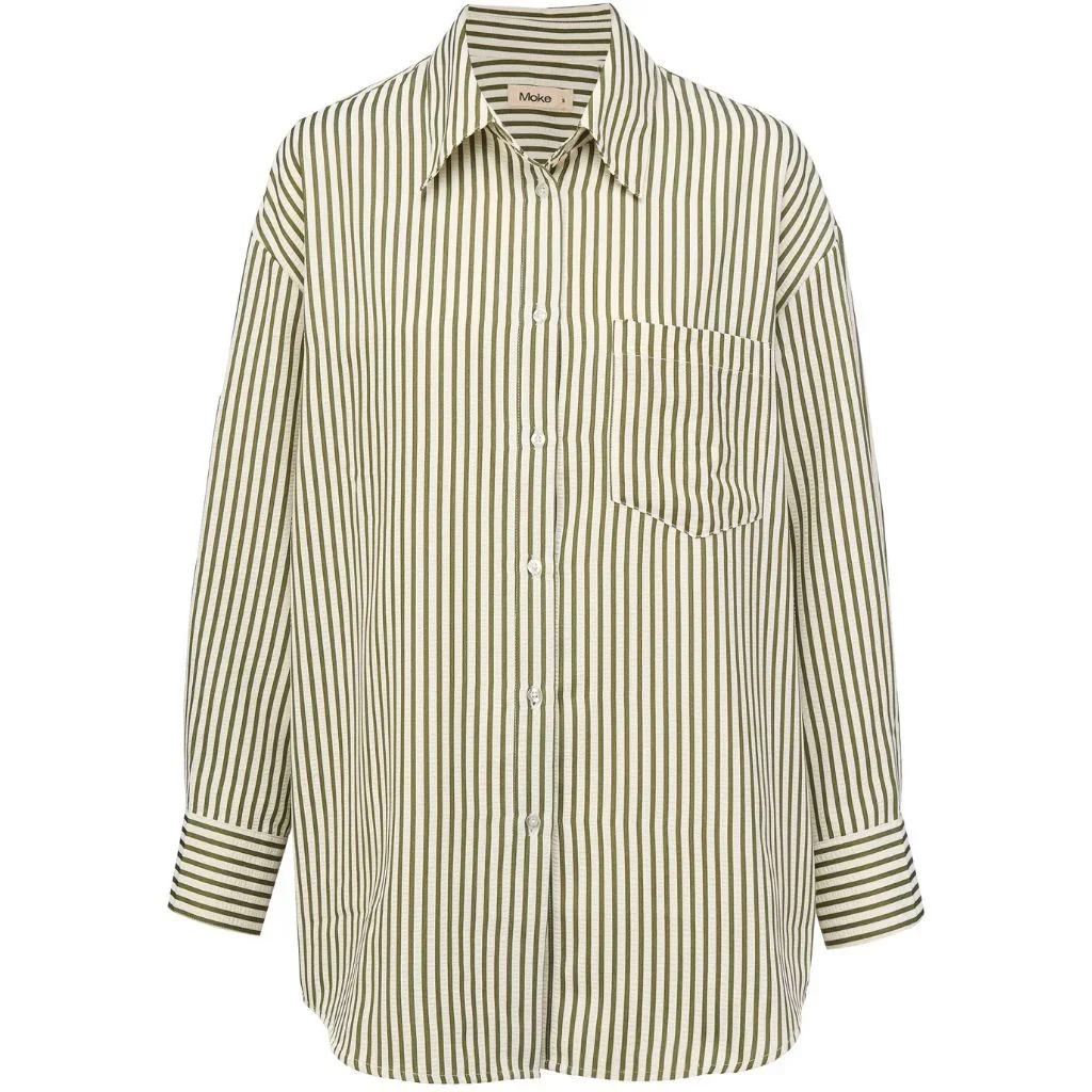 Sassy Women's Long Sleeve Striped Shirt | Bonsai Green & White