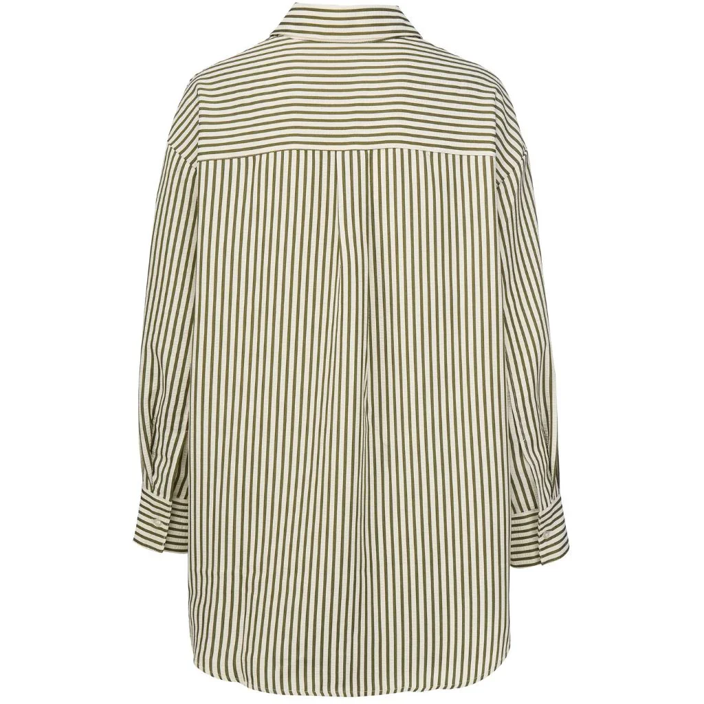Sassy Women's Long Sleeve Striped Shirt | Bonsai Green & White - Image 3