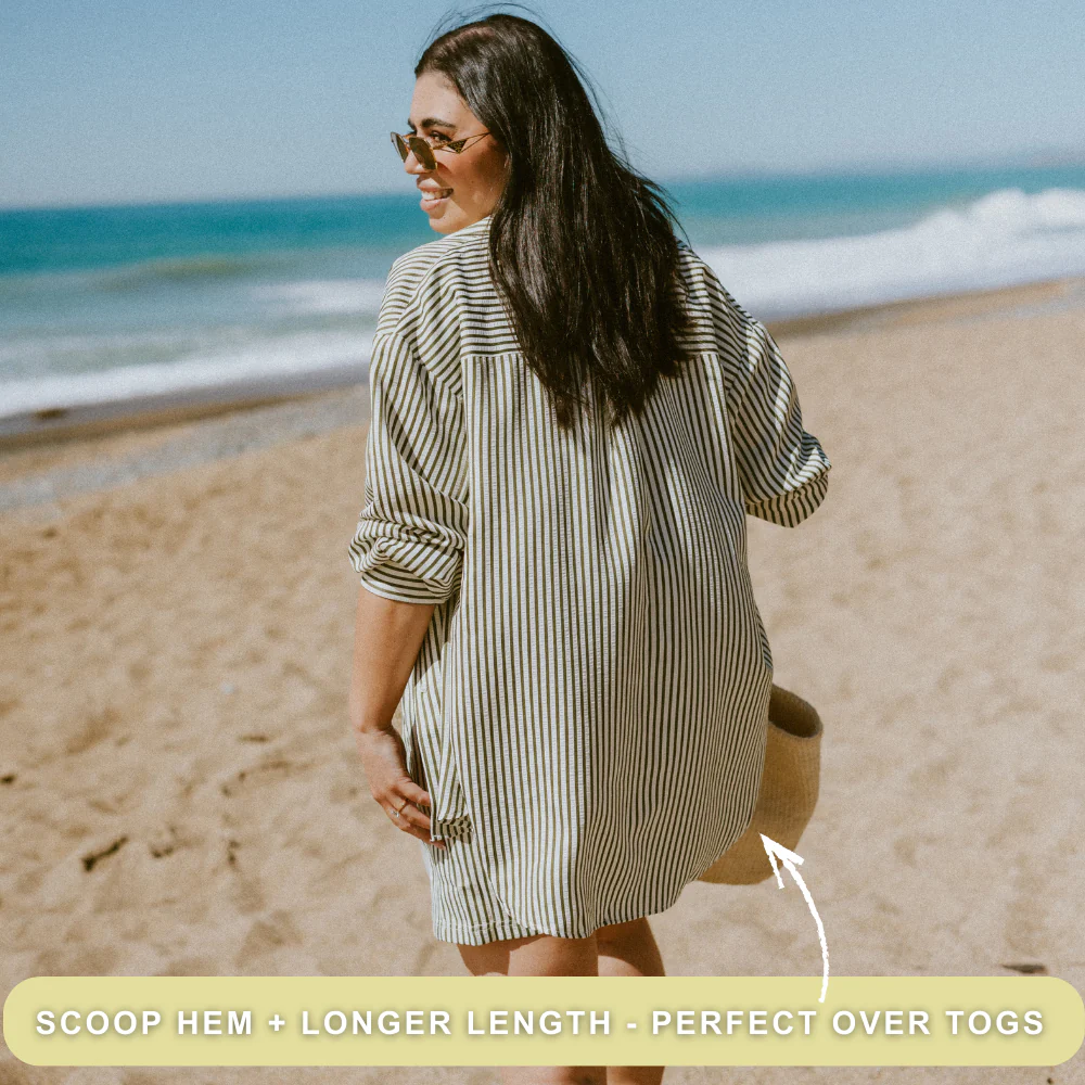 Sassy Women's Long Sleeve Striped Shirt | Bonsai Green & White - Image 9