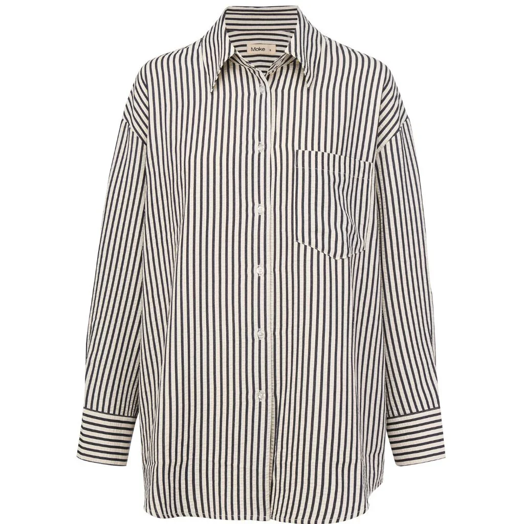 Sassy Women's Long Sleeve Striped Shirt | Navy Blue & White