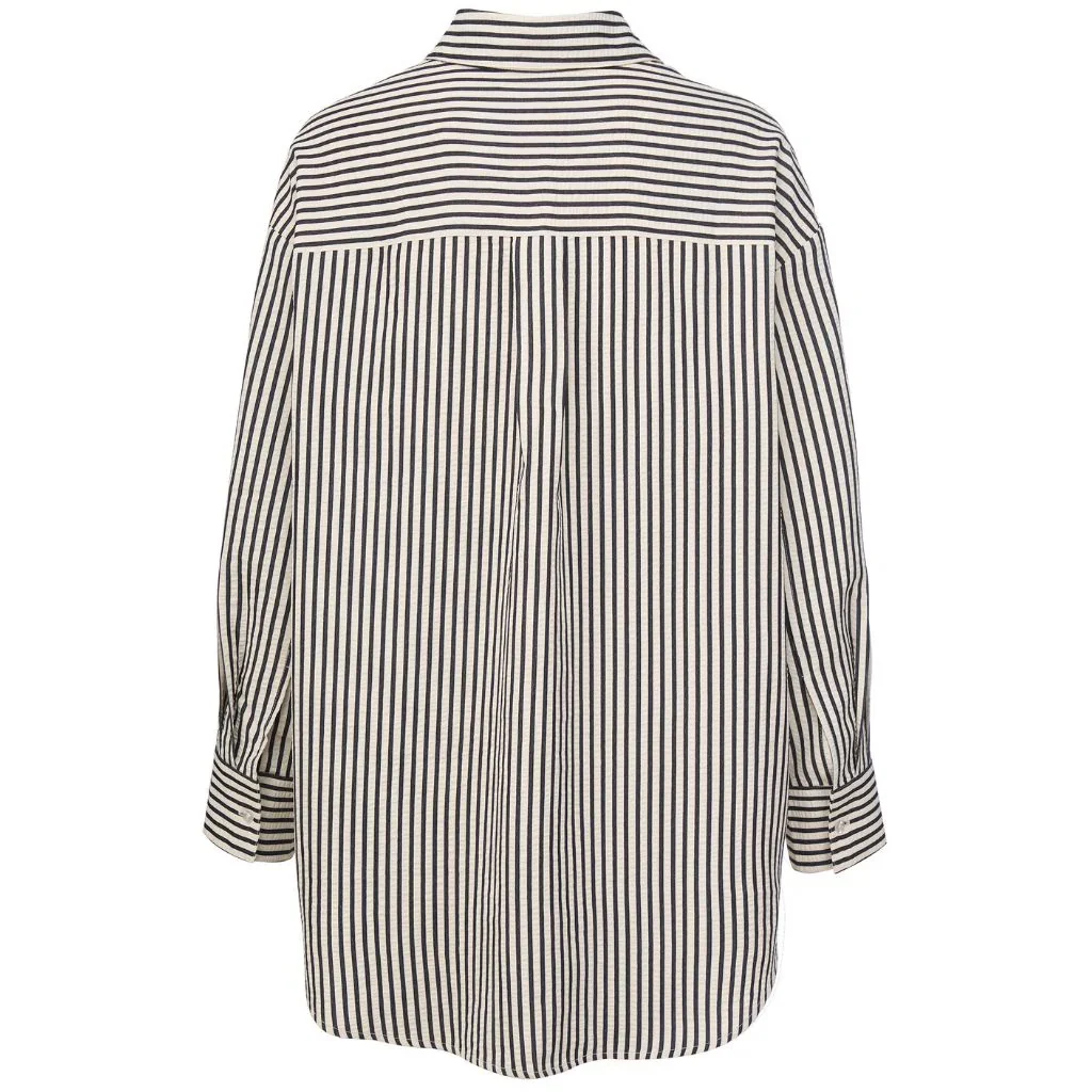 Sassy Women's Long Sleeve Striped Shirt | Navy Blue & White - Image 3