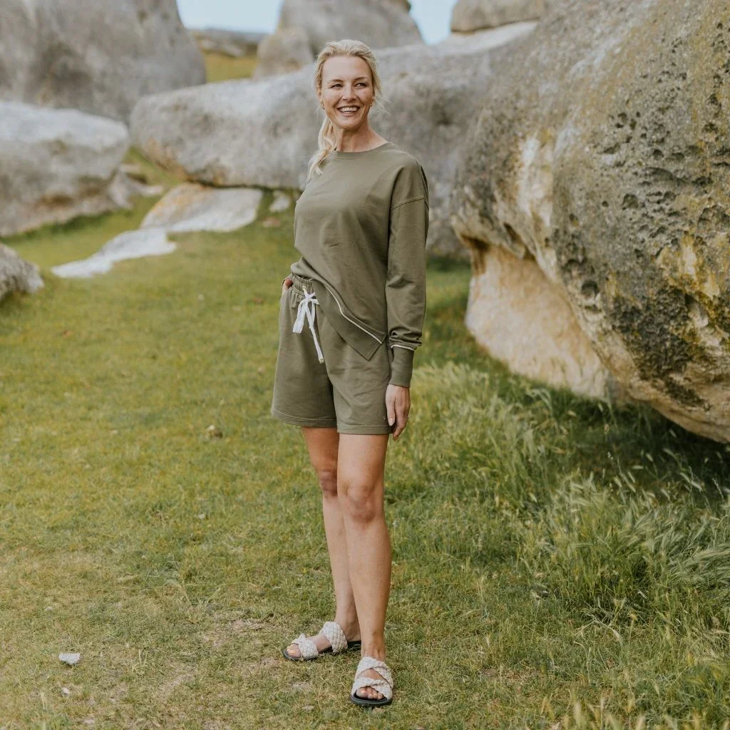 Suzy Women's Terry Cotton Sweatshirt | Bonsai Green - Image 3