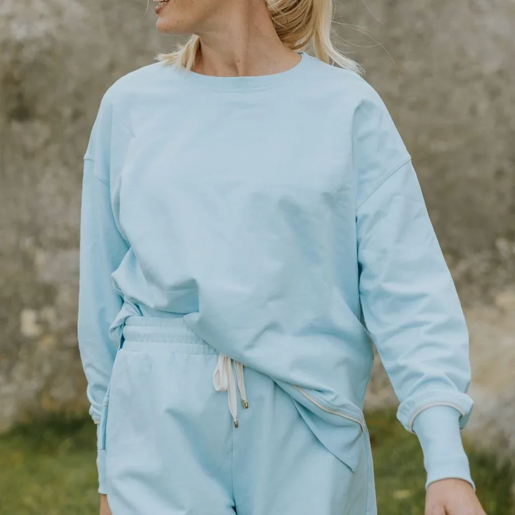 Suzy Women's Terry Cotton Sweatshirt | Icy Blue - Image 3
