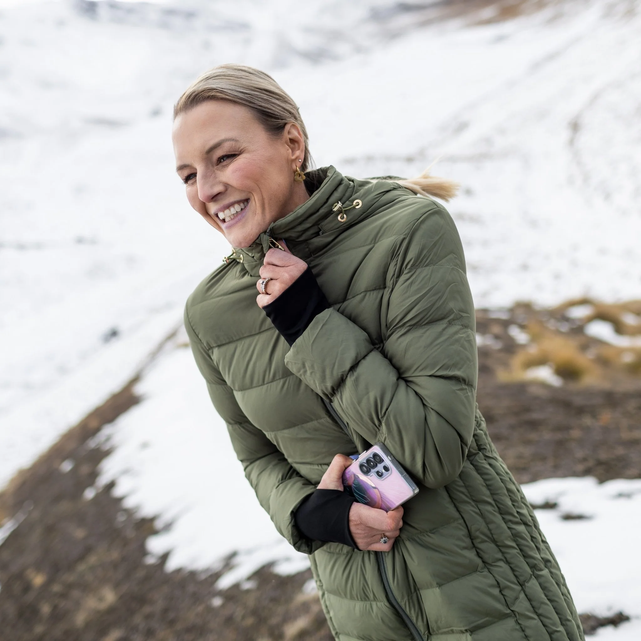 Sydney Packable Puffer Down Coat - Olive Green - Image 5