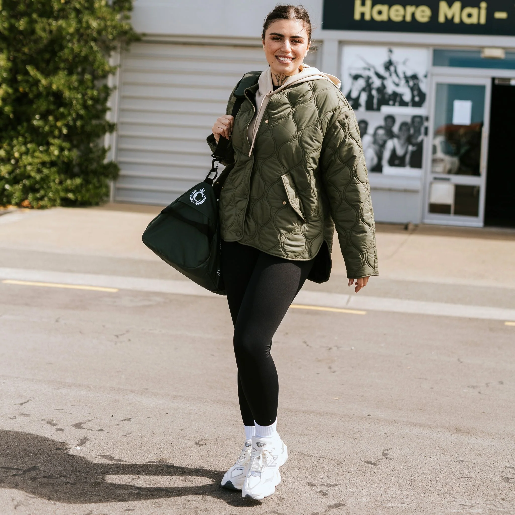Talei Quilted Bomber Jacket - Olive Green - Image 6