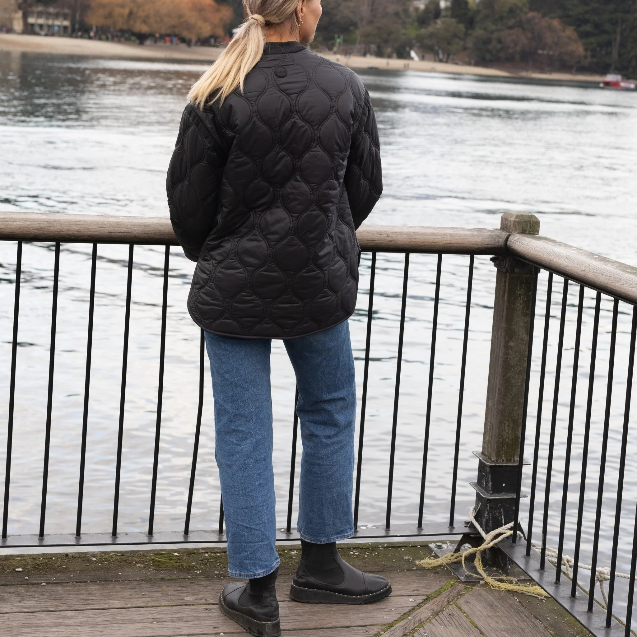 Talei Quilted Bomber Jacket  - Black - Image 8