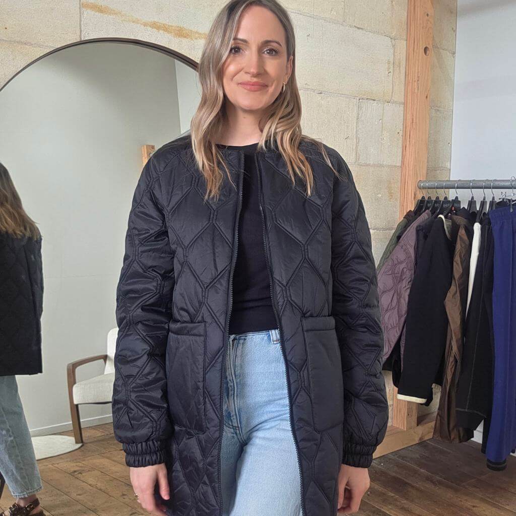 Tess Quilted Coat - Black - Image 5
