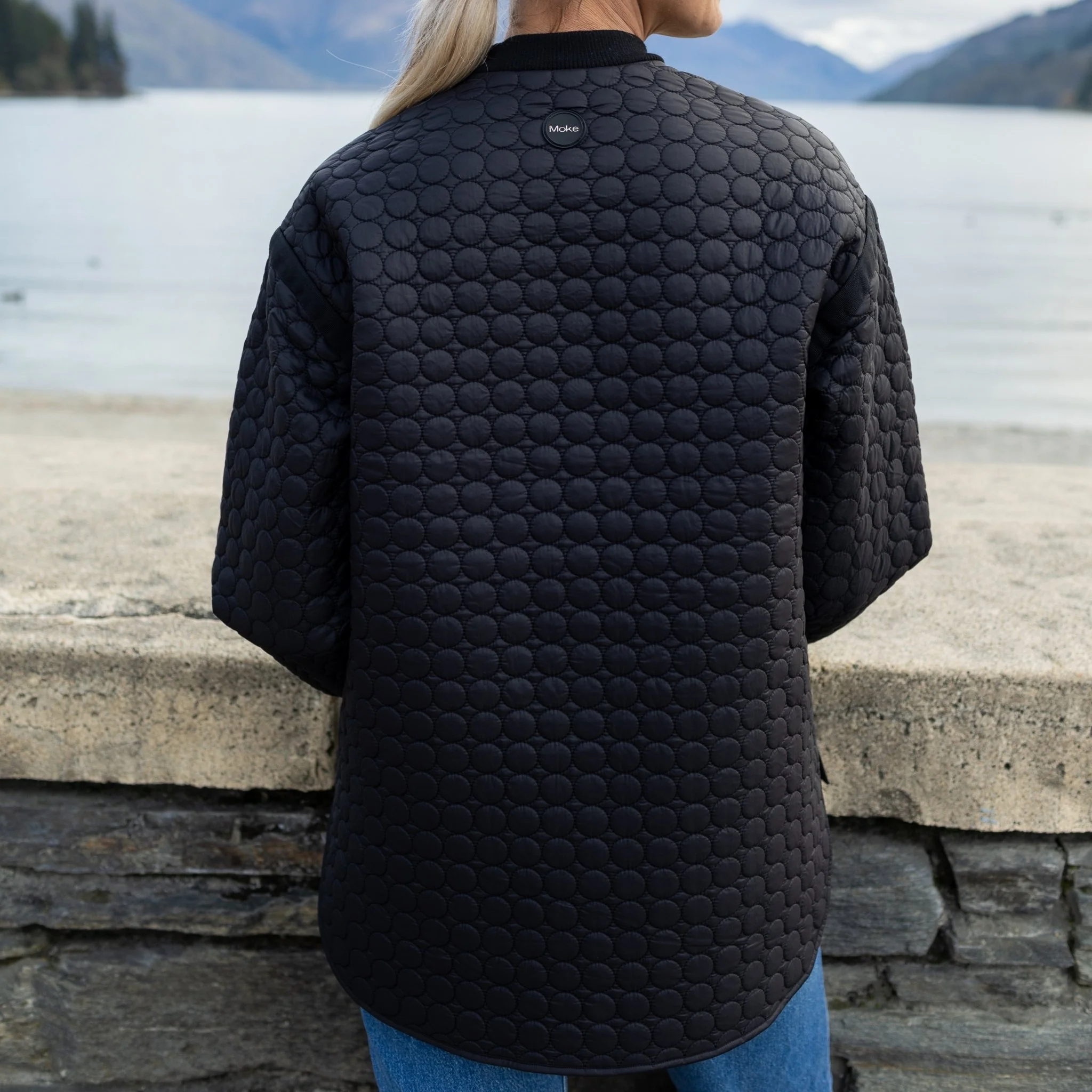 Tilly Quilted Bomber Jacket - Black - Image 5