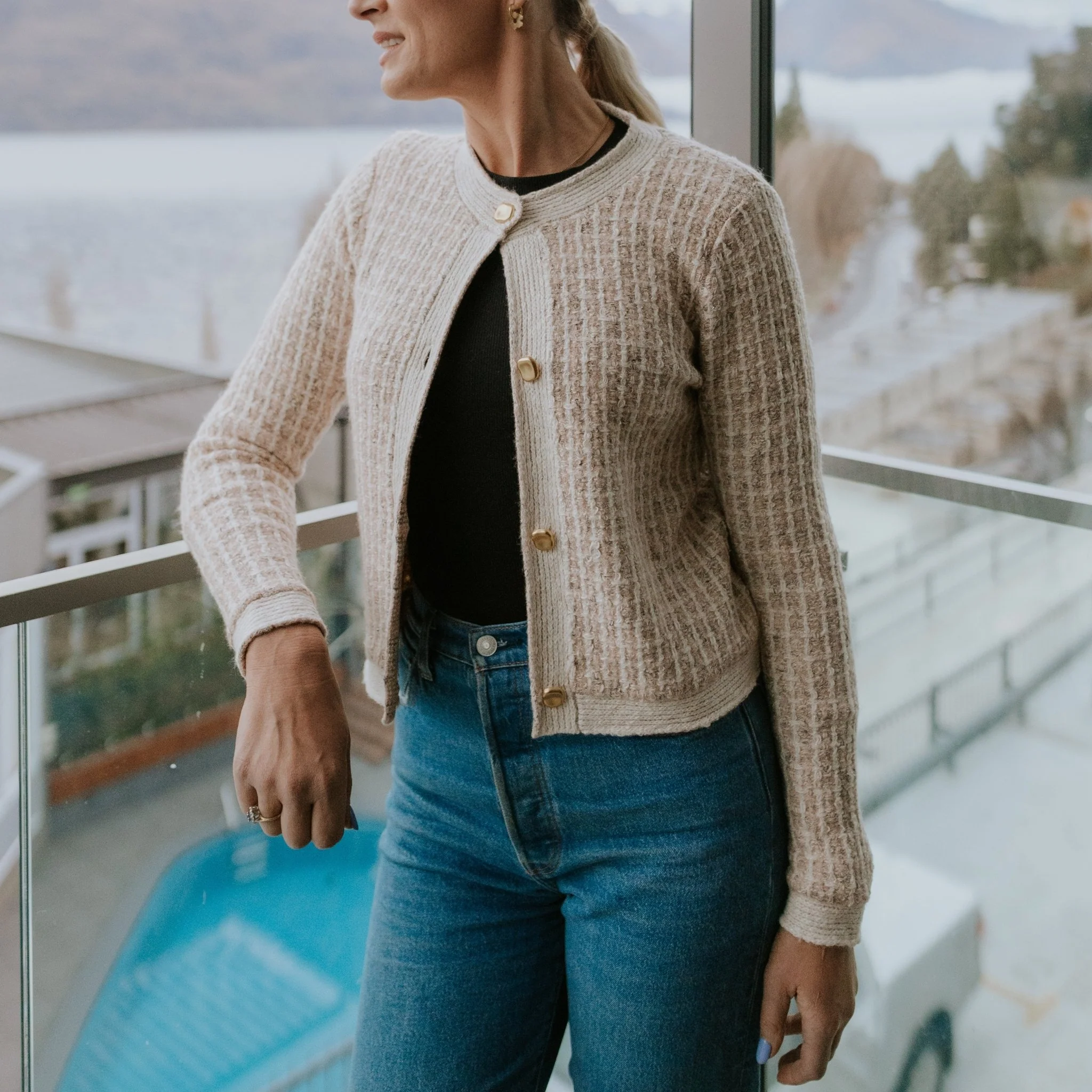 Vivian Cardigan - Blush Check - Image 4
