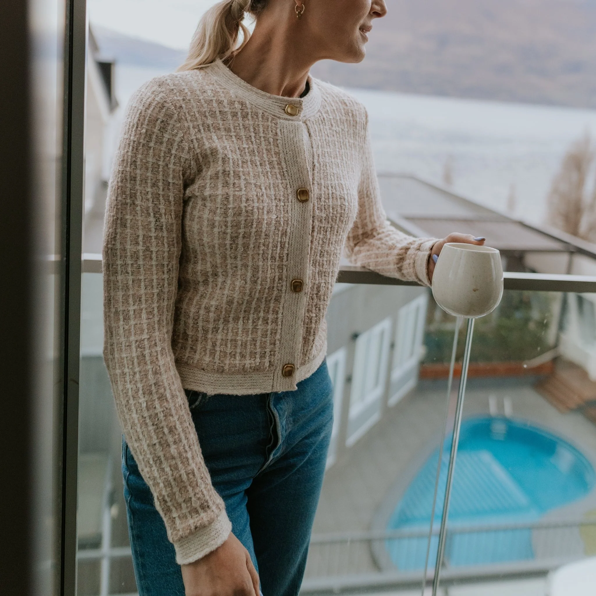 Vivian Cardigan - Blush Check - Image 5