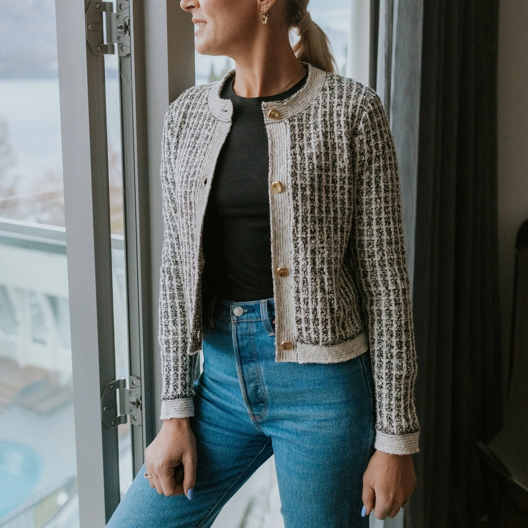 Vivian Cardigan - White Check - Image 7